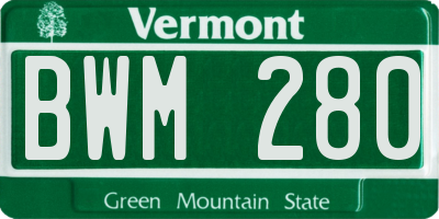 VT license plate BWM280