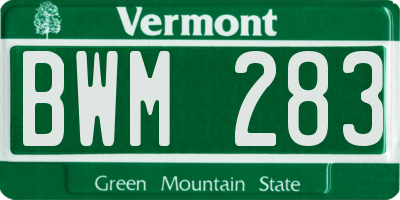 VT license plate BWM283
