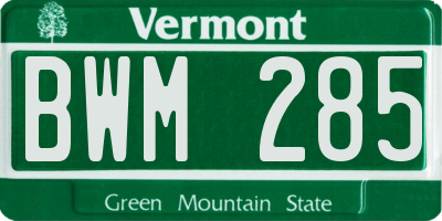 VT license plate BWM285