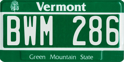 VT license plate BWM286