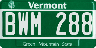 VT license plate BWM288
