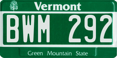 VT license plate BWM292