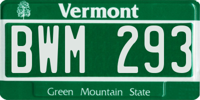 VT license plate BWM293