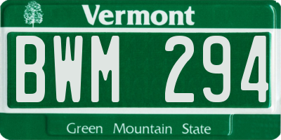 VT license plate BWM294