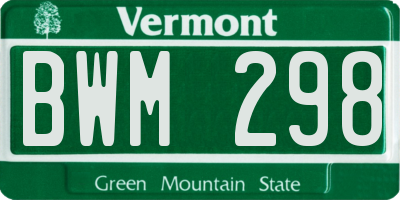 VT license plate BWM298