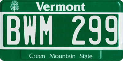 VT license plate BWM299