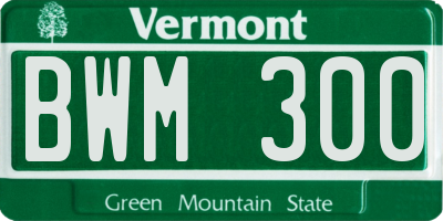 VT license plate BWM300