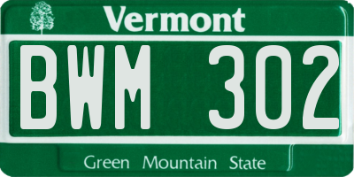 VT license plate BWM302
