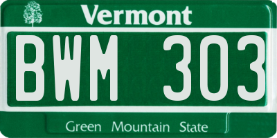 VT license plate BWM303