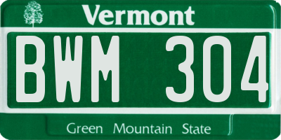 VT license plate BWM304