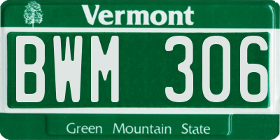 VT license plate BWM306