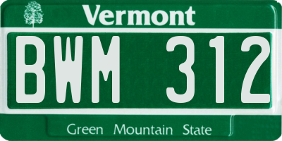 VT license plate BWM312