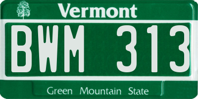 VT license plate BWM313