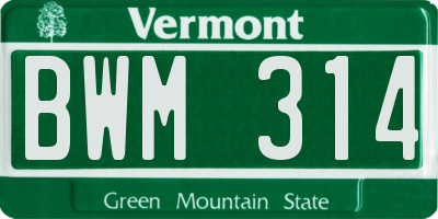 VT license plate BWM314