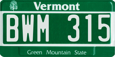 VT license plate BWM315