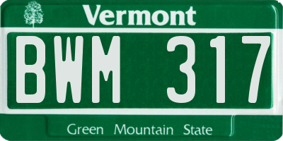 VT license plate BWM317