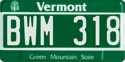 VT license plate BWM318