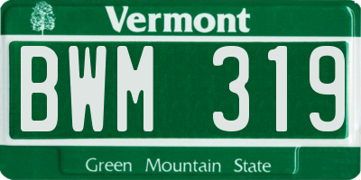 VT license plate BWM319