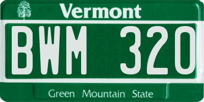 VT license plate BWM320