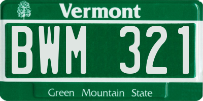 VT license plate BWM321