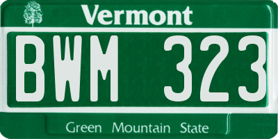 VT license plate BWM323
