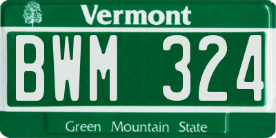 VT license plate BWM324