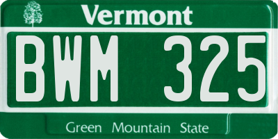 VT license plate BWM325
