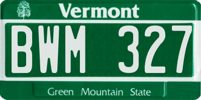 VT license plate BWM327