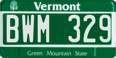 VT license plate BWM329