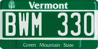 VT license plate BWM330