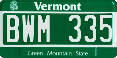 VT license plate BWM335