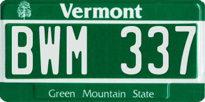 VT license plate BWM337