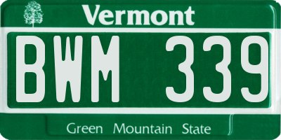 VT license plate BWM339