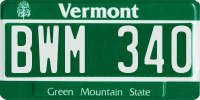 VT license plate BWM340