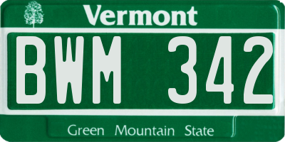 VT license plate BWM342