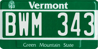 VT license plate BWM343