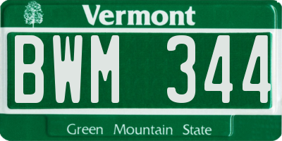 VT license plate BWM344