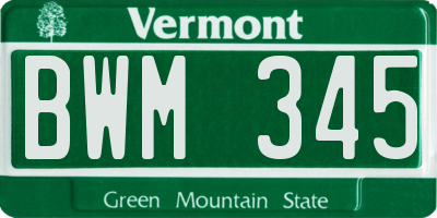 VT license plate BWM345