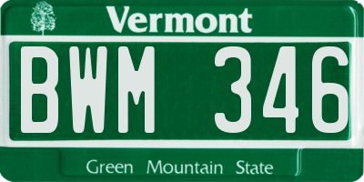 VT license plate BWM346