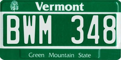 VT license plate BWM348