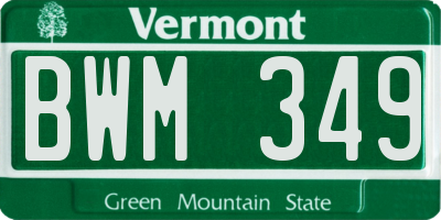 VT license plate BWM349