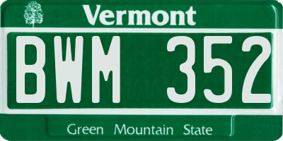VT license plate BWM352