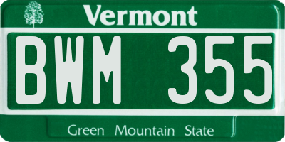 VT license plate BWM355