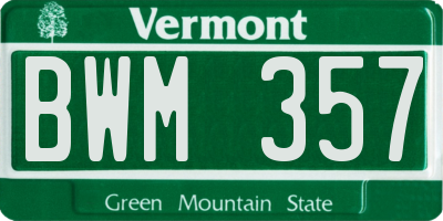 VT license plate BWM357