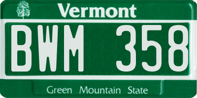 VT license plate BWM358