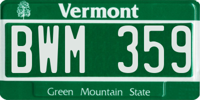 VT license plate BWM359