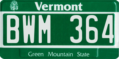 VT license plate BWM364