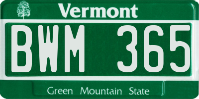 VT license plate BWM365
