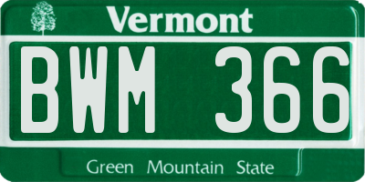 VT license plate BWM366