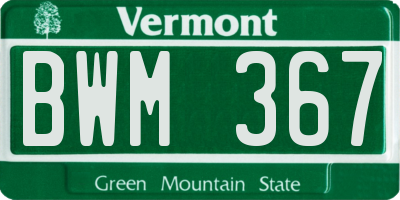 VT license plate BWM367